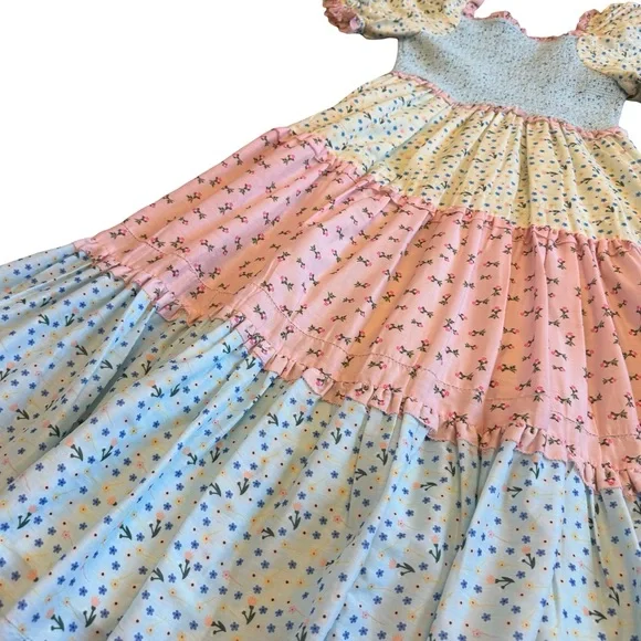 Ivy City Co Pastel Blue and Pink Tiered Midi Dress NWOT - Picture 13 of 14